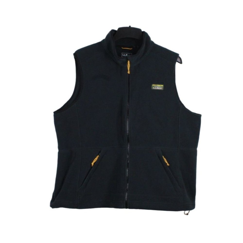 LL Bean Mountain Classic Black Fleece Full Zip Pockets Vest Size 2X - Picture 1 of 9